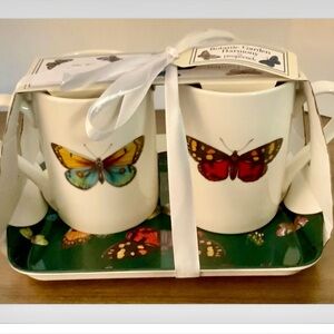 Brand New NEW Pimpernel BOTANIC GARDEN 2 Tea/Coffee MUG & TRAY SET